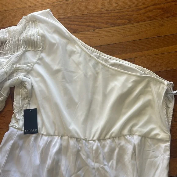 NWT Bridal Eloquii White One Shoulder Jumpsuit - Picture 10 of 14